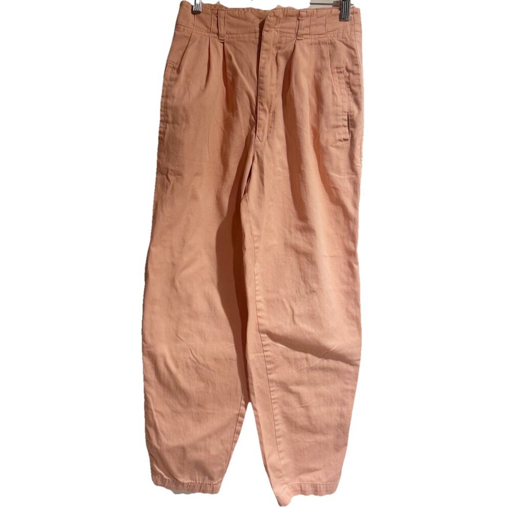 Sam & Max Vintage Pink Tapered Trousers baggy Paper Bag Waist Size 9 Streetwear